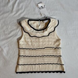 Cream and black knit Zara top